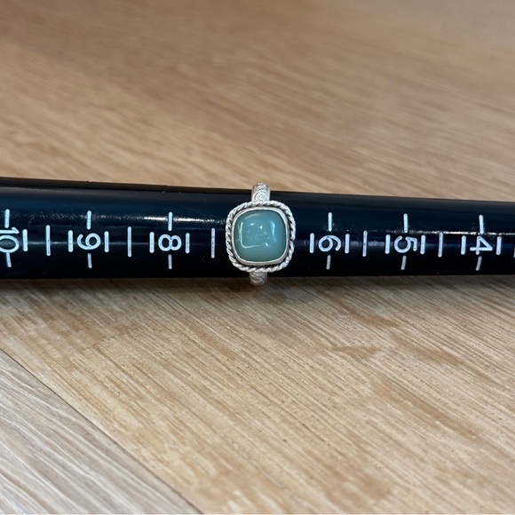 Russian Jade Stone in Etched Sterling Silver Setting Size 7 - Picture 8 of 10